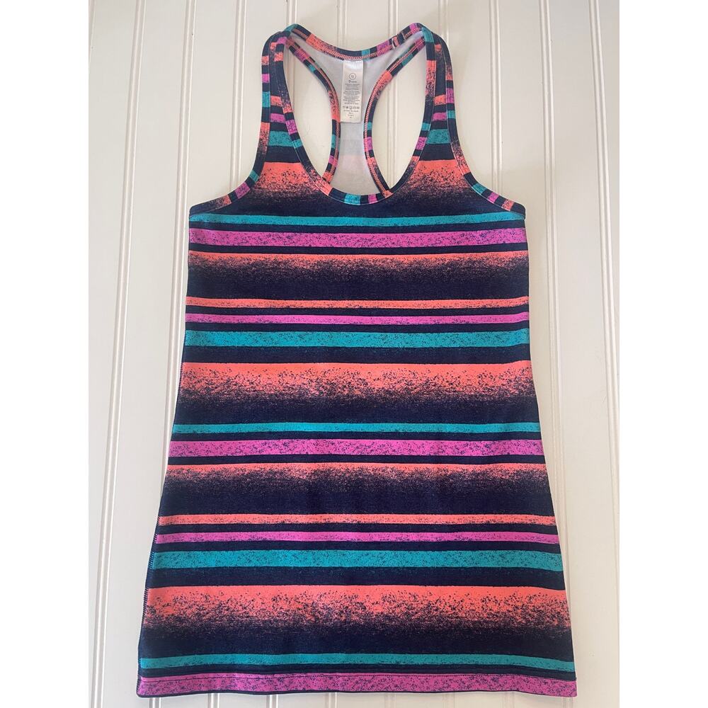 Lululemon Ivivva Colorful Striped Racerback Tank‎ Top Activewear Size Girls 12
